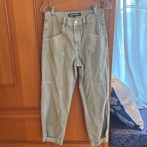 Blue Revival ankle barrel cargo jeans—light sage green—size 27-worn once